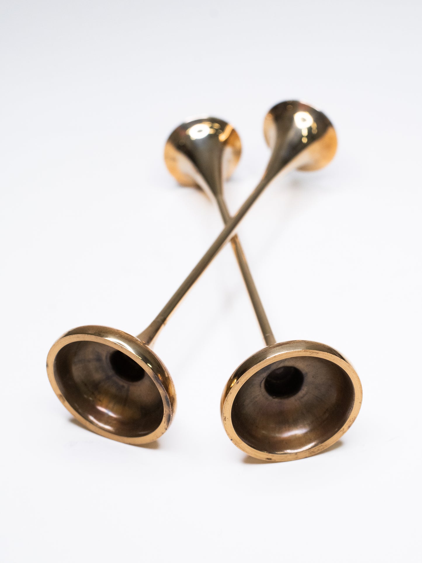 Pair of Tall Vintage Brass Candle Holders by Hyslop – Denmark, 1960s
