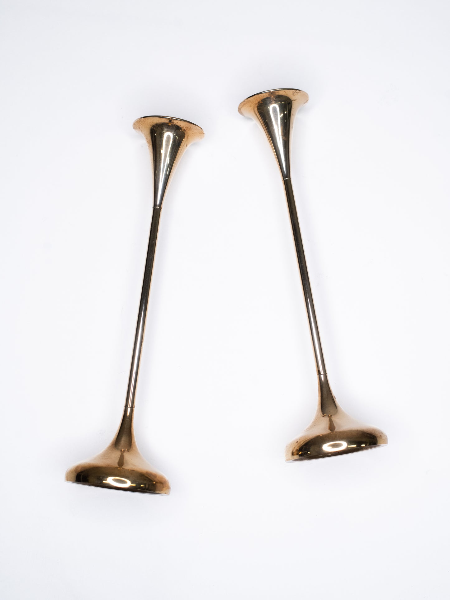 Pair of Tall Vintage Brass Candle Holders by Hyslop – Denmark, 1960s