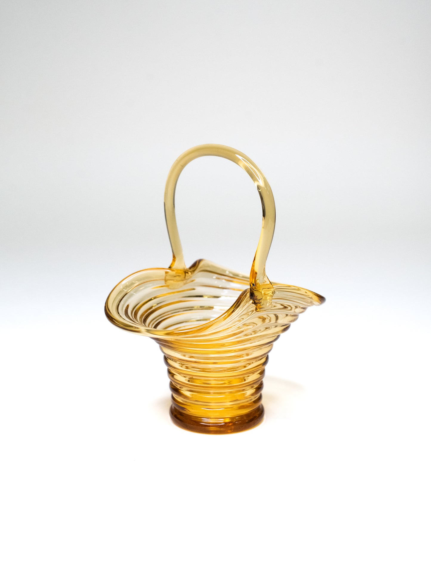 Vintage Amber Glass Basket by Riihimäen Lasi - Finland, 1960s