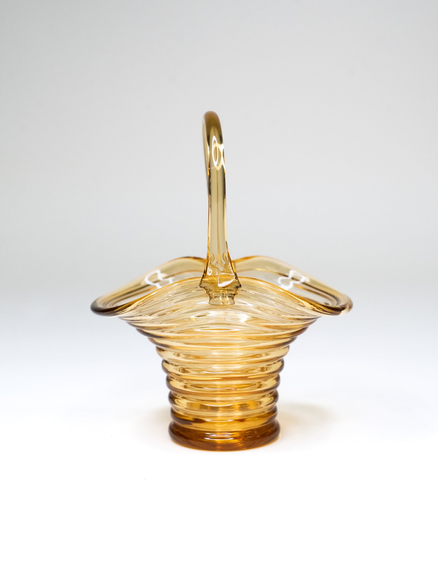 Vintage Amber Glass Basket by Riihimäen Lasi - Finland, 1960s