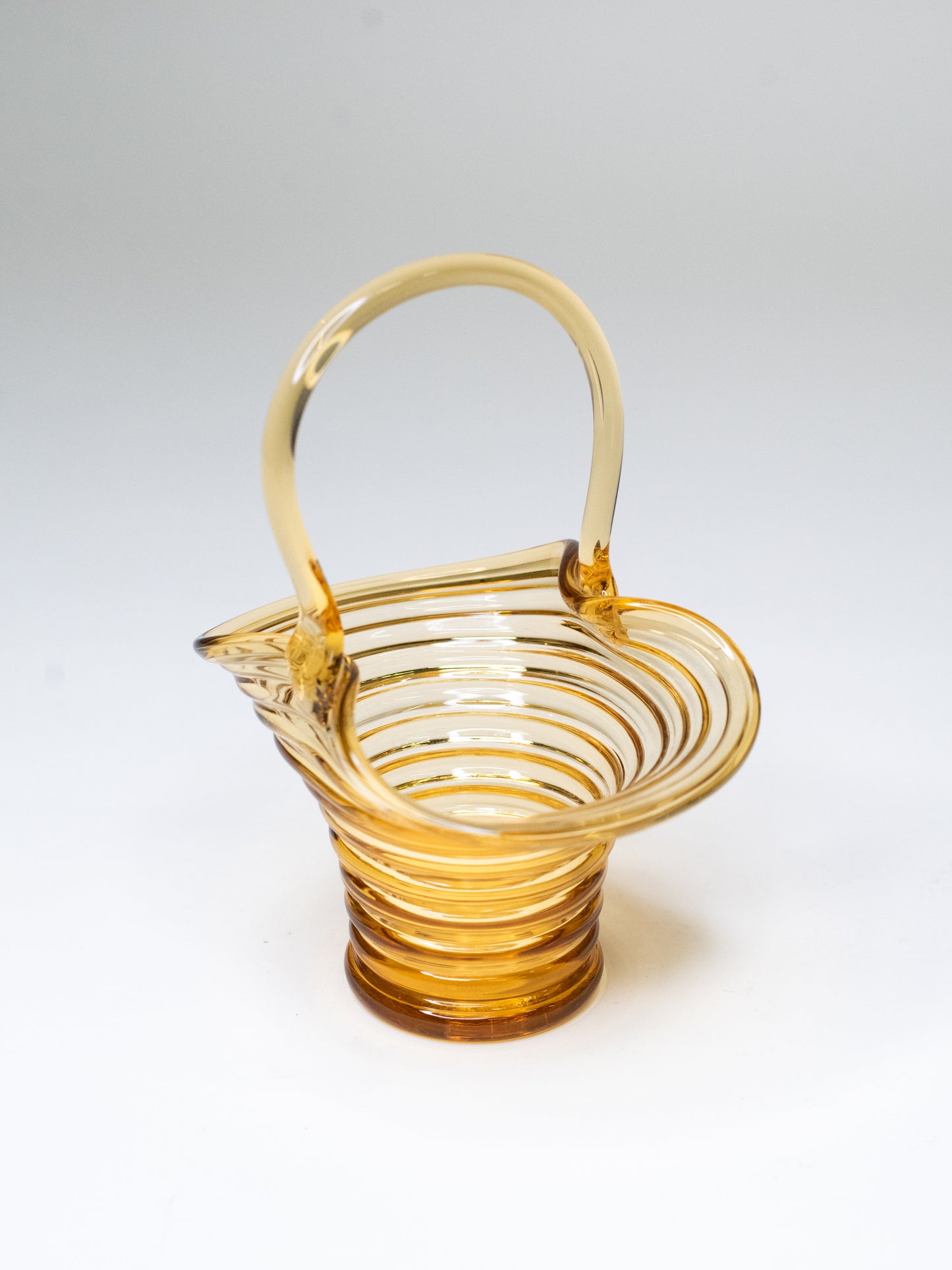 Vintage Amber Glass Basket by Riihimäen Lasi - Finland, 1960s