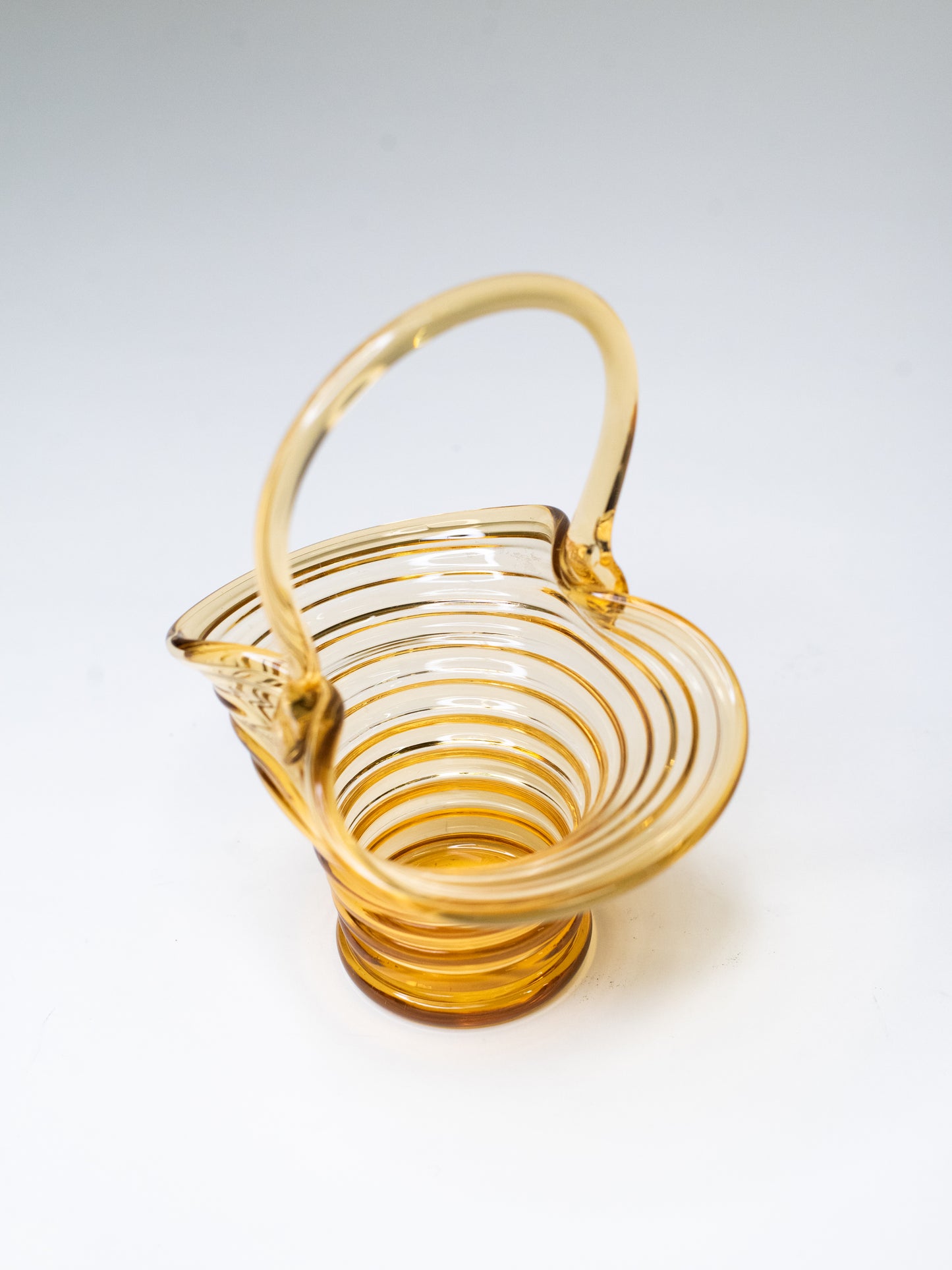 Vintage Amber Glass Basket by Riihimäen Lasi - Finland, 1960s