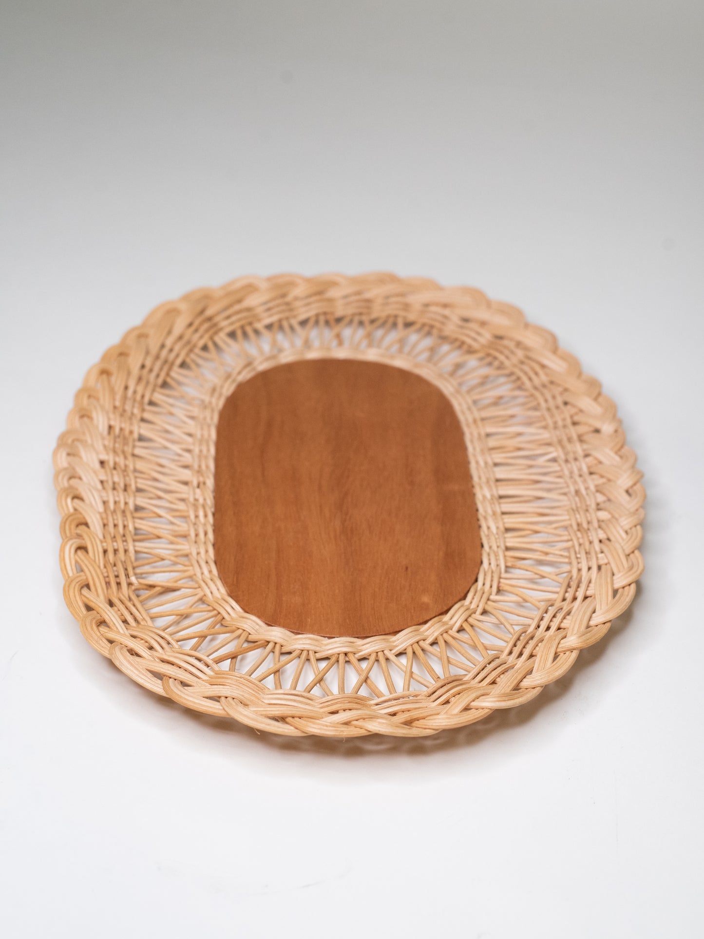 Vintage Woven Rattan Tray - Finland, 1950s