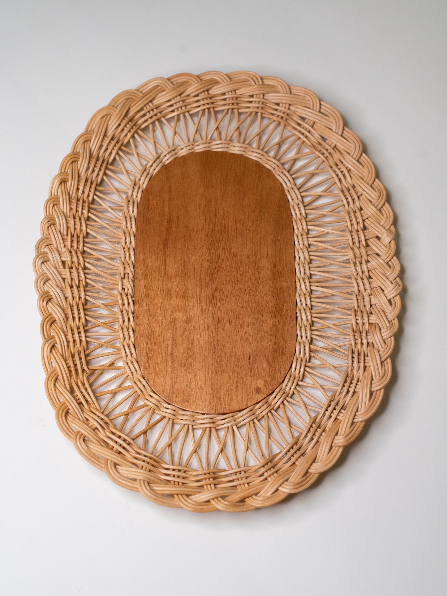 Vintage Woven Rattan Tray - Finland, 1950s