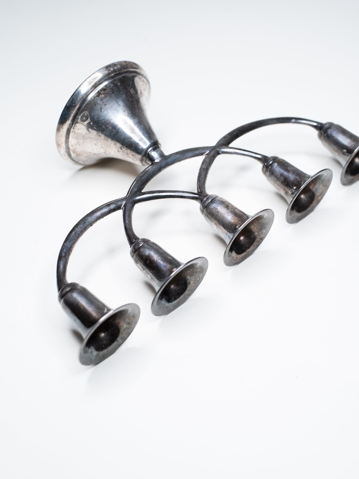 Vintage Scandinavian New Silver Five-Arm Candelabra