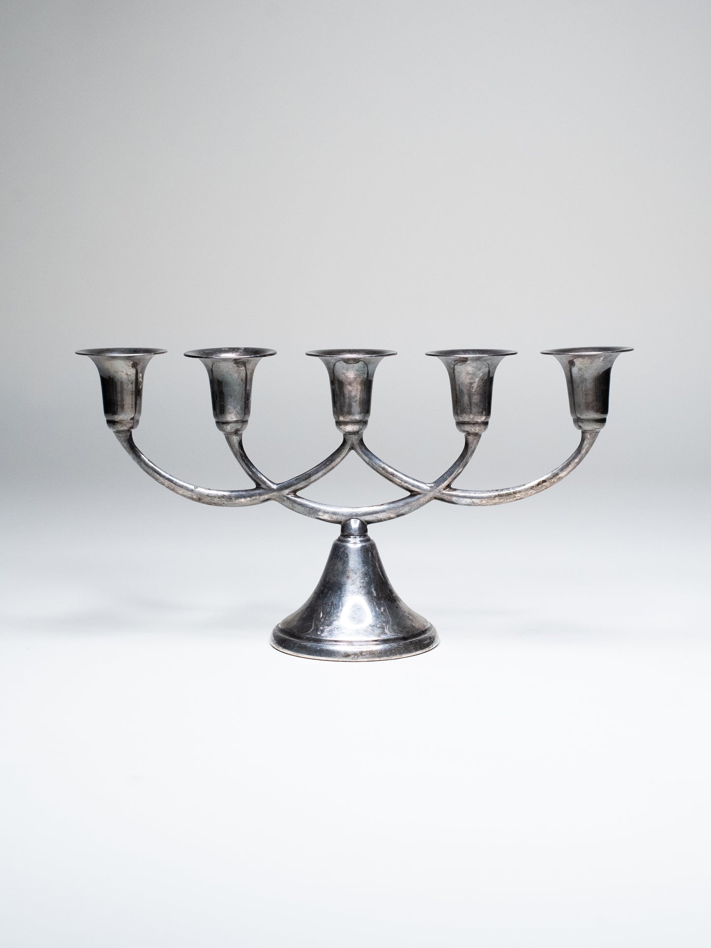 Vintage Scandinavian New Silver Five-Arm Candelabra