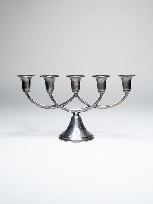 Vintage Scandinavian New Silver Five-Arm Candelabra