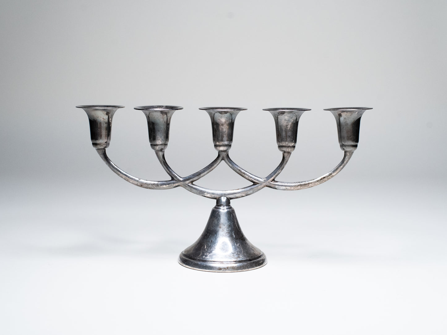 Vintage Scandinavian New Silver Five-Arm Candelabra