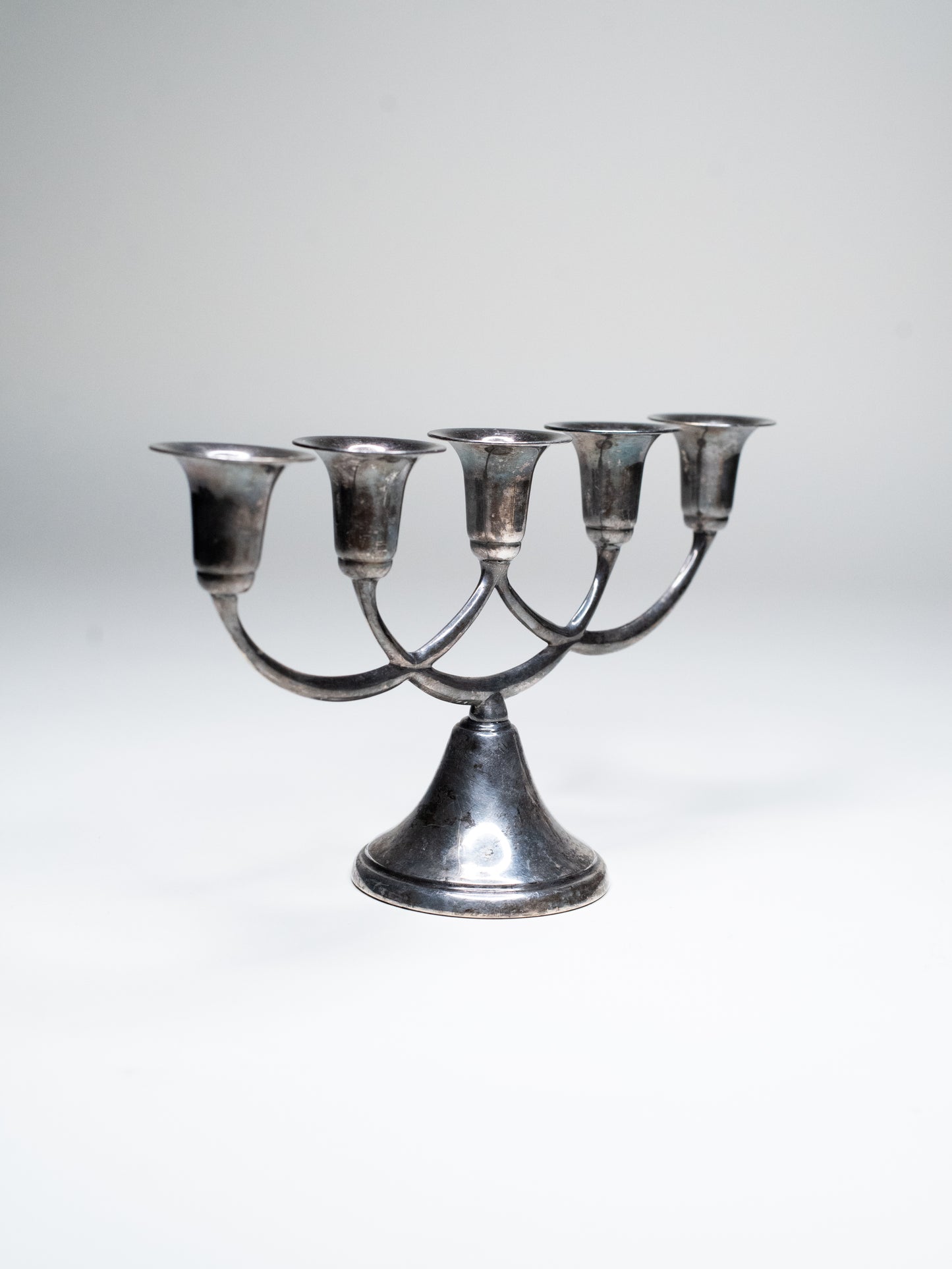 Vintage Scandinavian New Silver Five-Arm Candelabra