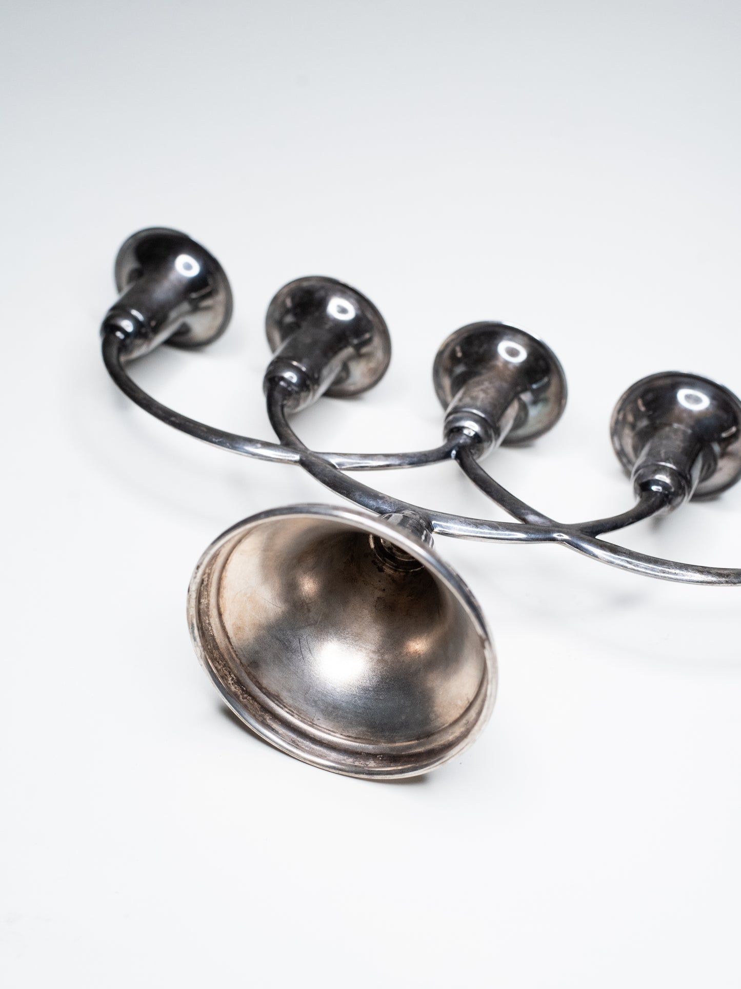 Vintage Scandinavian New Silver Five-Arm Candelabra