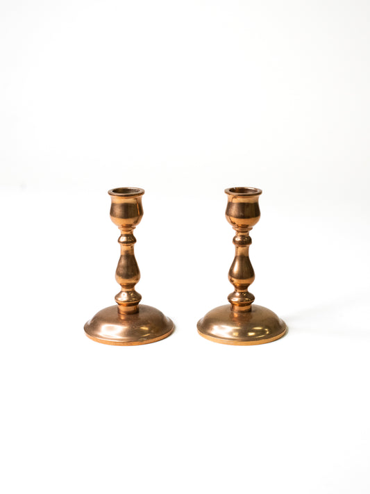 Pair of Solid Brass Candle Holders by Malm - Sweden, 1960s