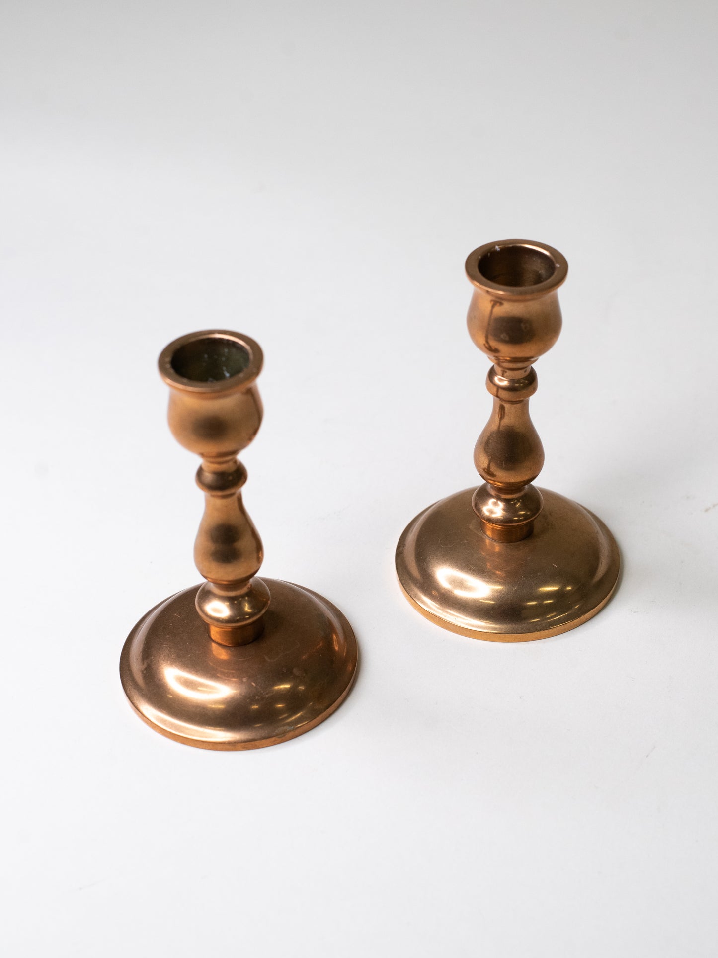 Pair of Solid Brass Candle Holders by Malm - Sweden, 1960s