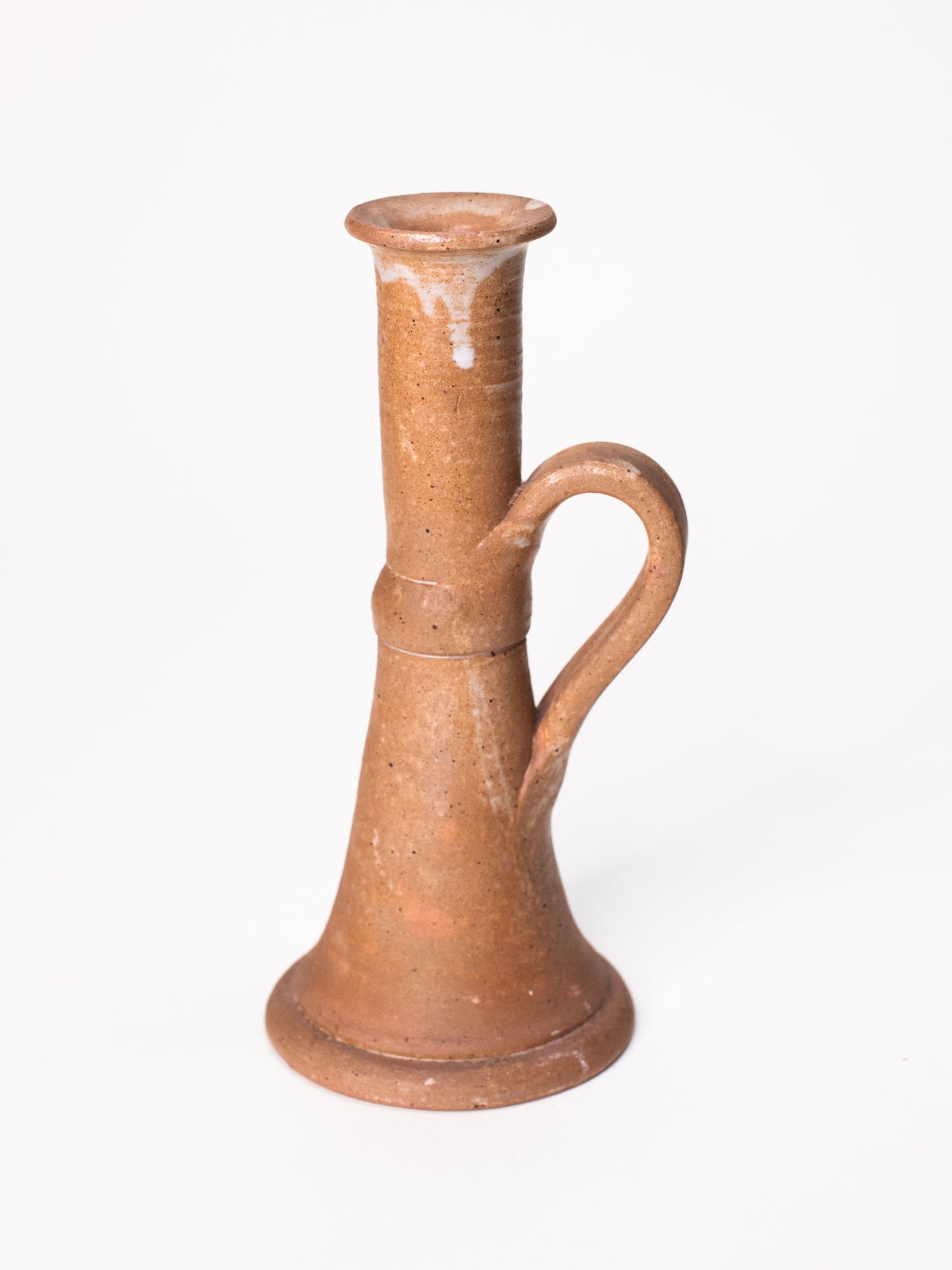 Vintage French Stoneware Vase / Candle Holder in Soft Terracotta