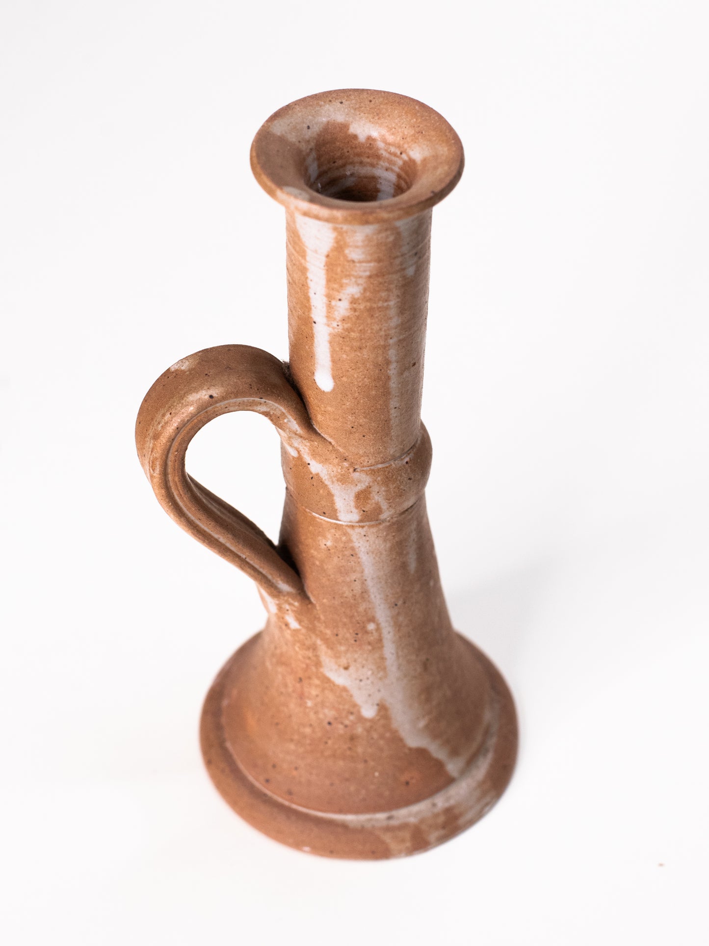 Vintage French Stoneware Vase / Candle Holder in Soft Terracotta