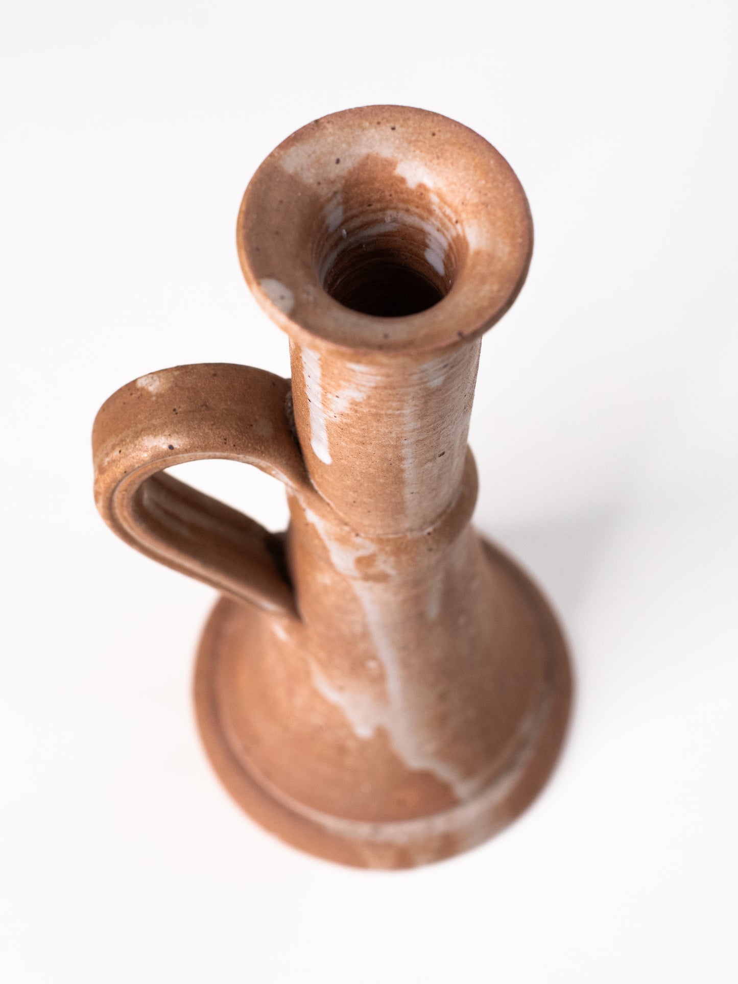 Vintage French Stoneware Vase / Candle Holder in Soft Terracotta