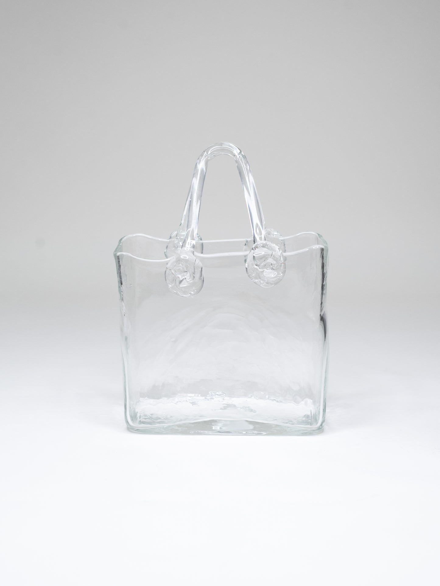 Hand-Blown Clear Glass Basket