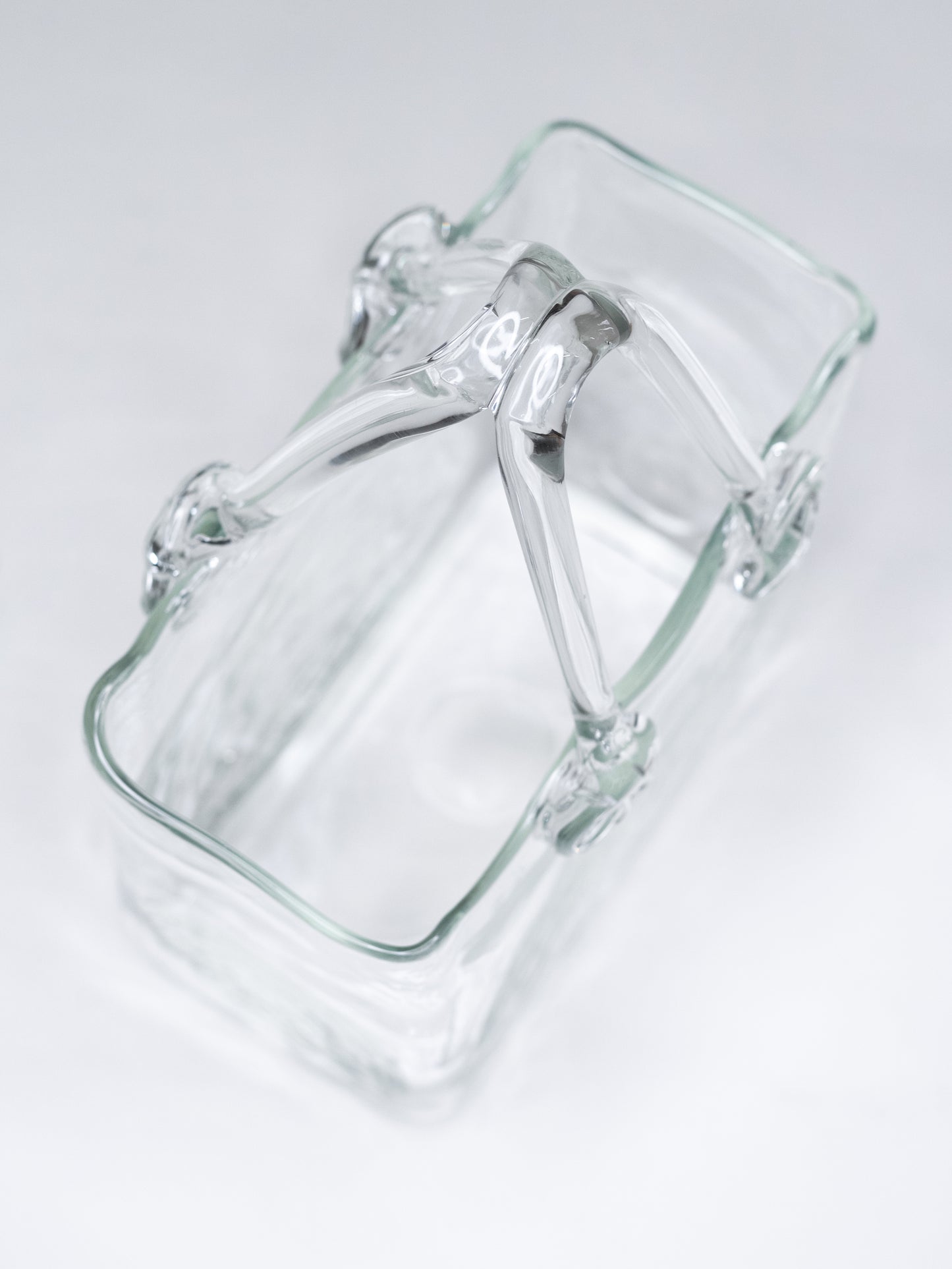 Hand-Blown Clear Glass Basket