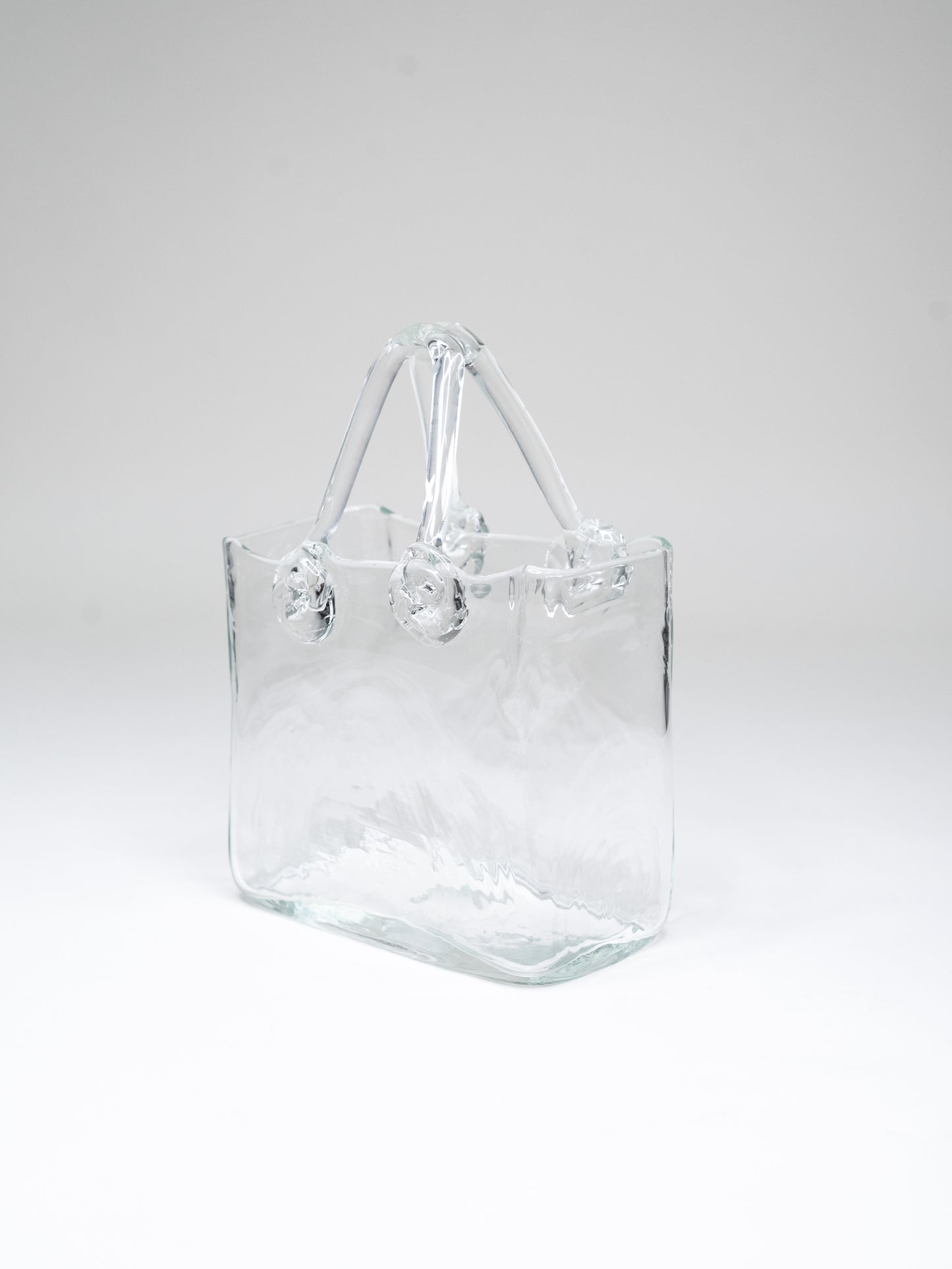 Hand-Blown Clear Glass Basket
