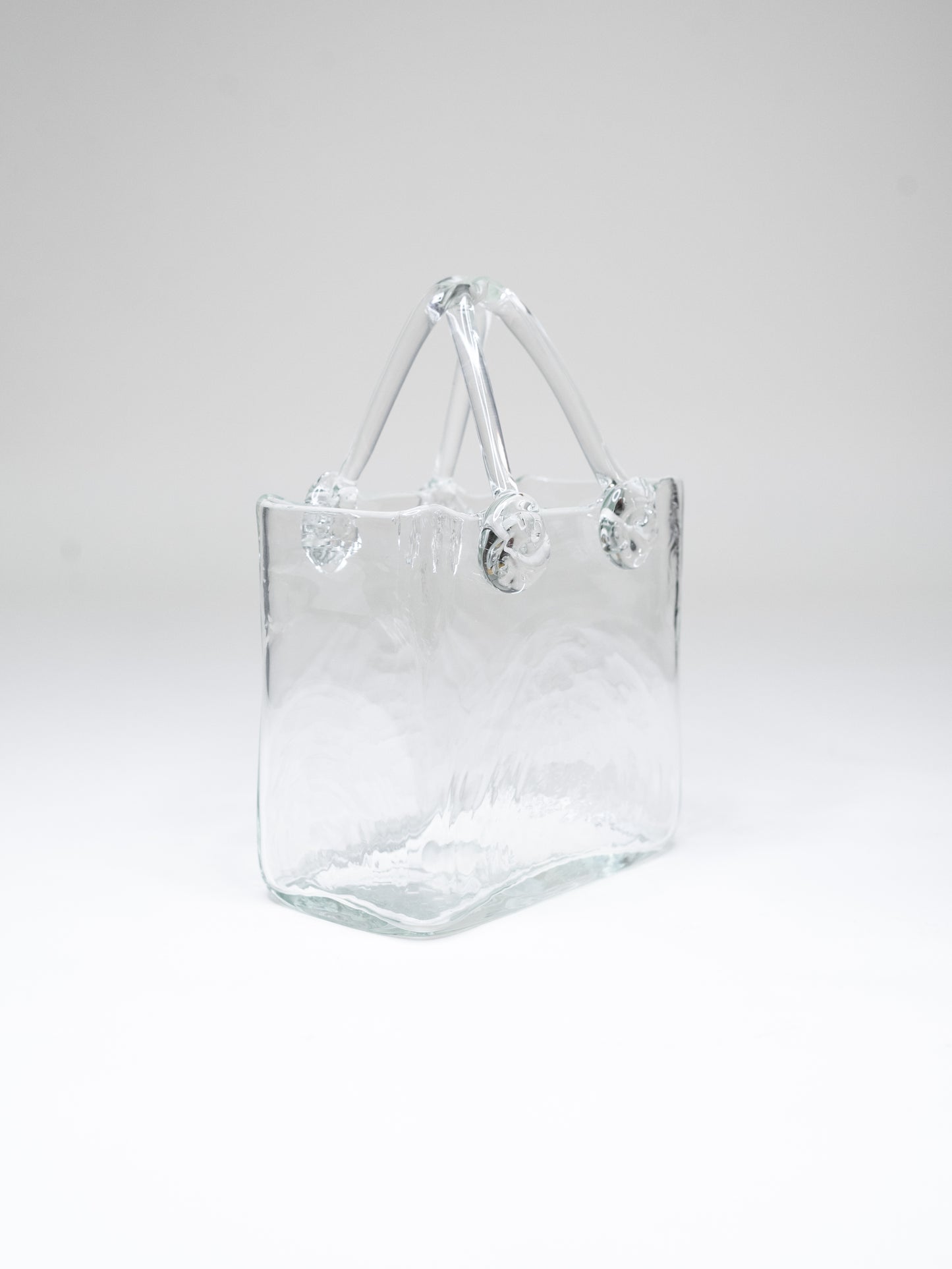 Hand-Blown Clear Glass Basket