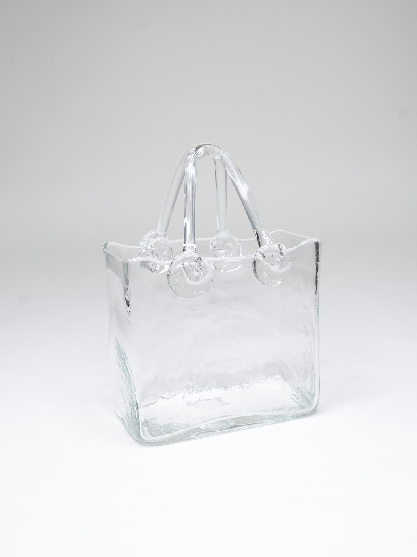 Hand-Blown Clear Glass Basket