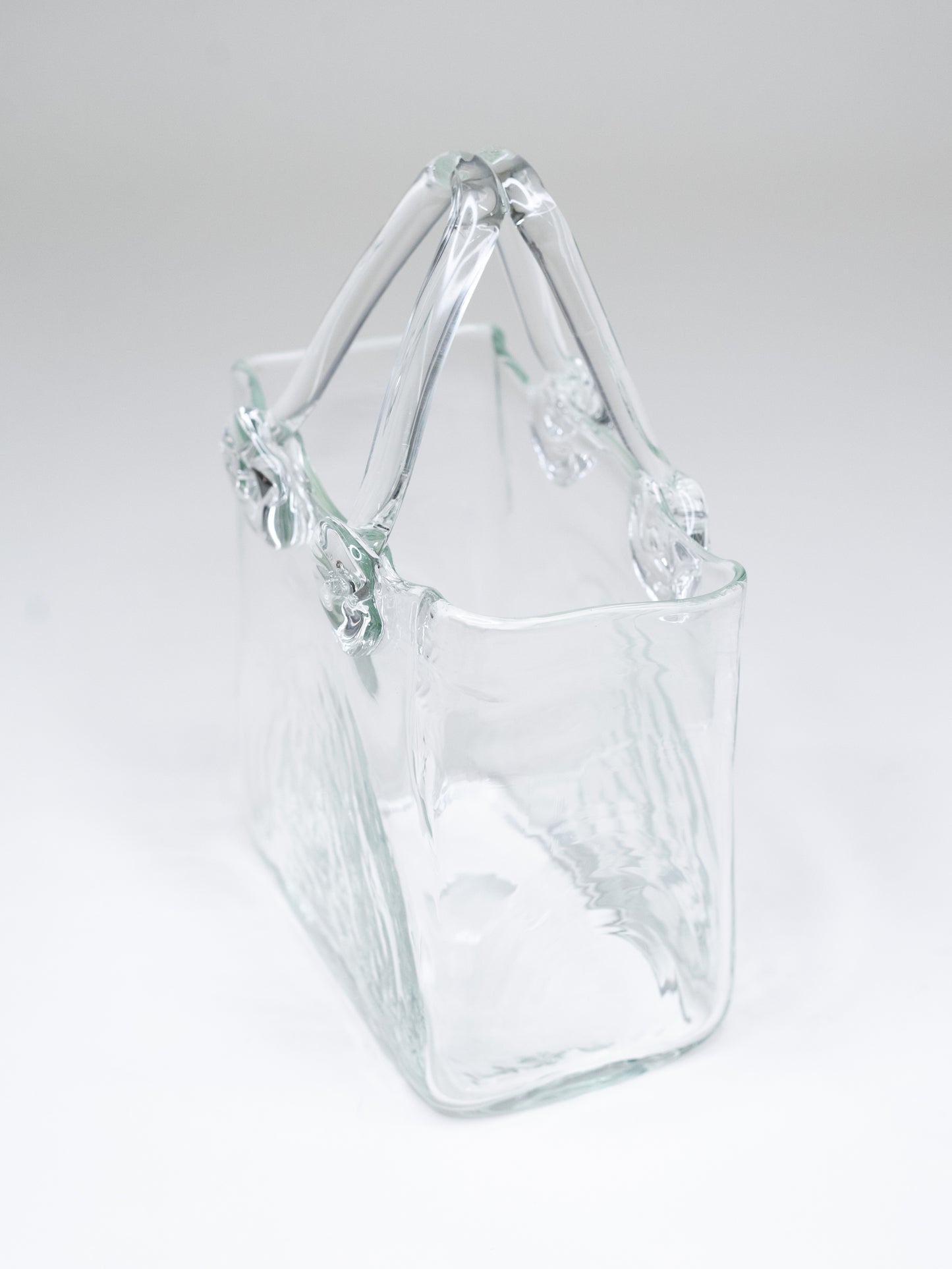 Hand-Blown Clear Glass Basket