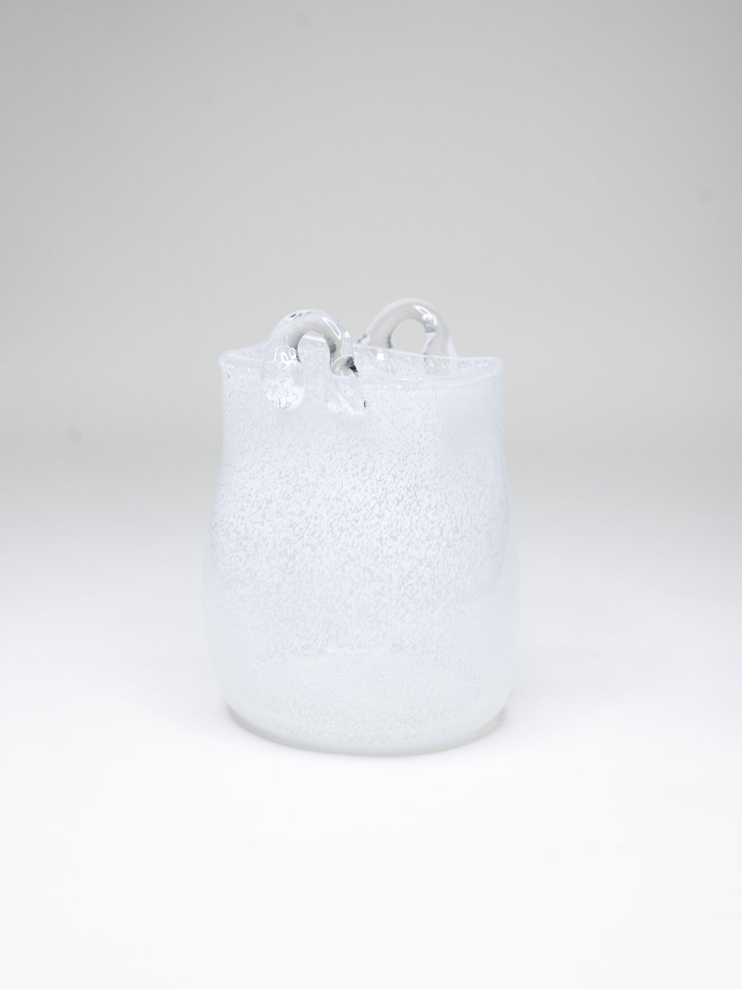 Vintage White Glass Basket with Clear Handles