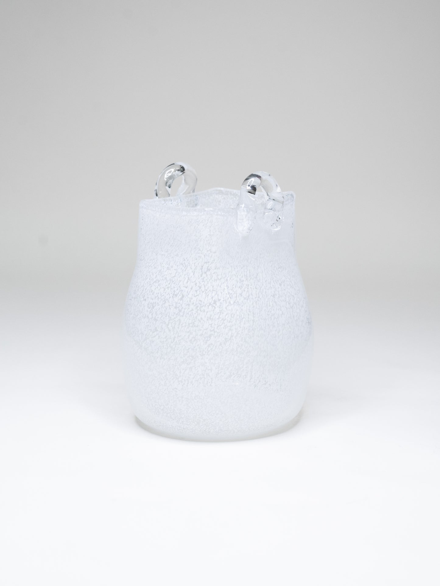 Vintage White Glass Basket with Clear Handles