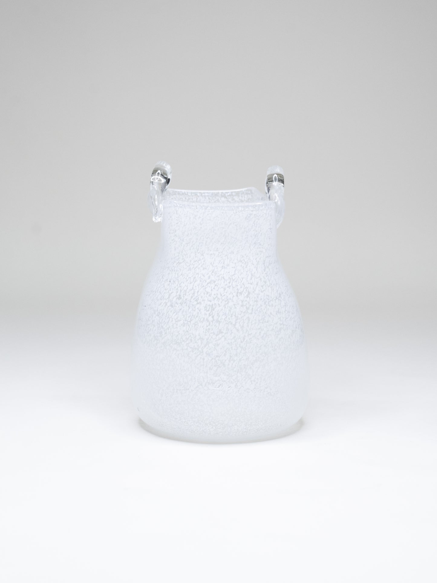 Vintage White Glass Basket with Clear Handles