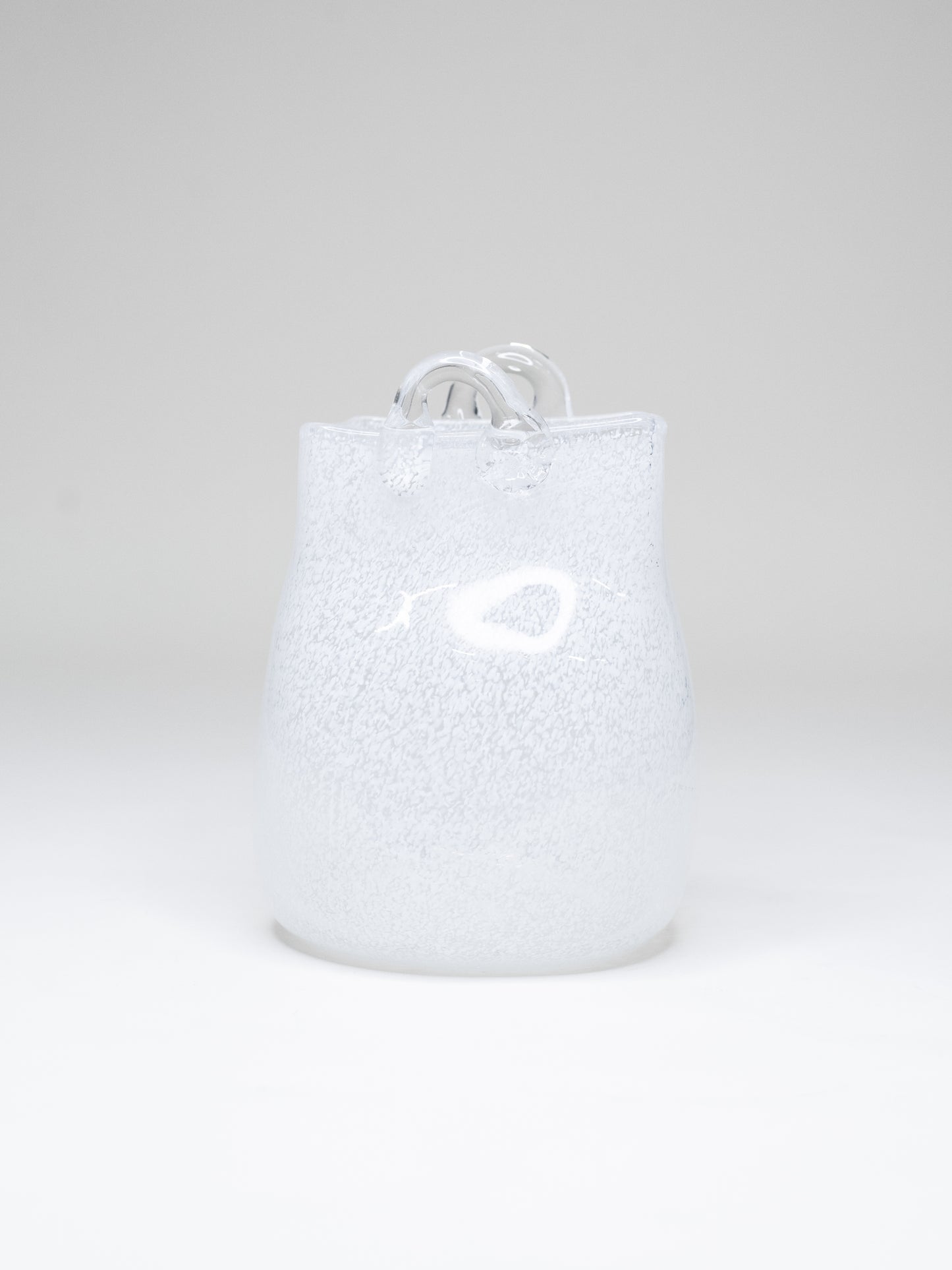 Vintage White Glass Basket with Clear Handles