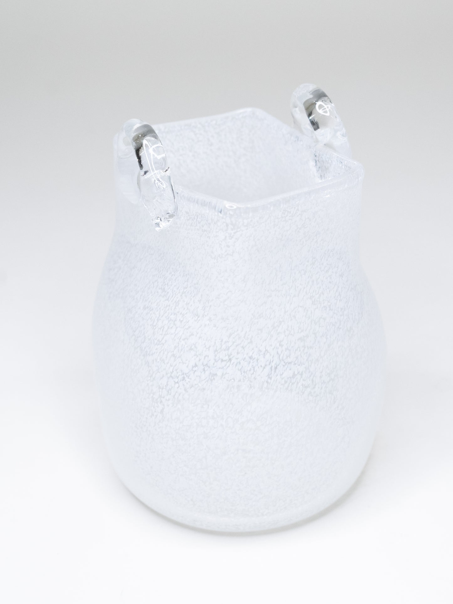 Vintage White Glass Basket with Clear Handles