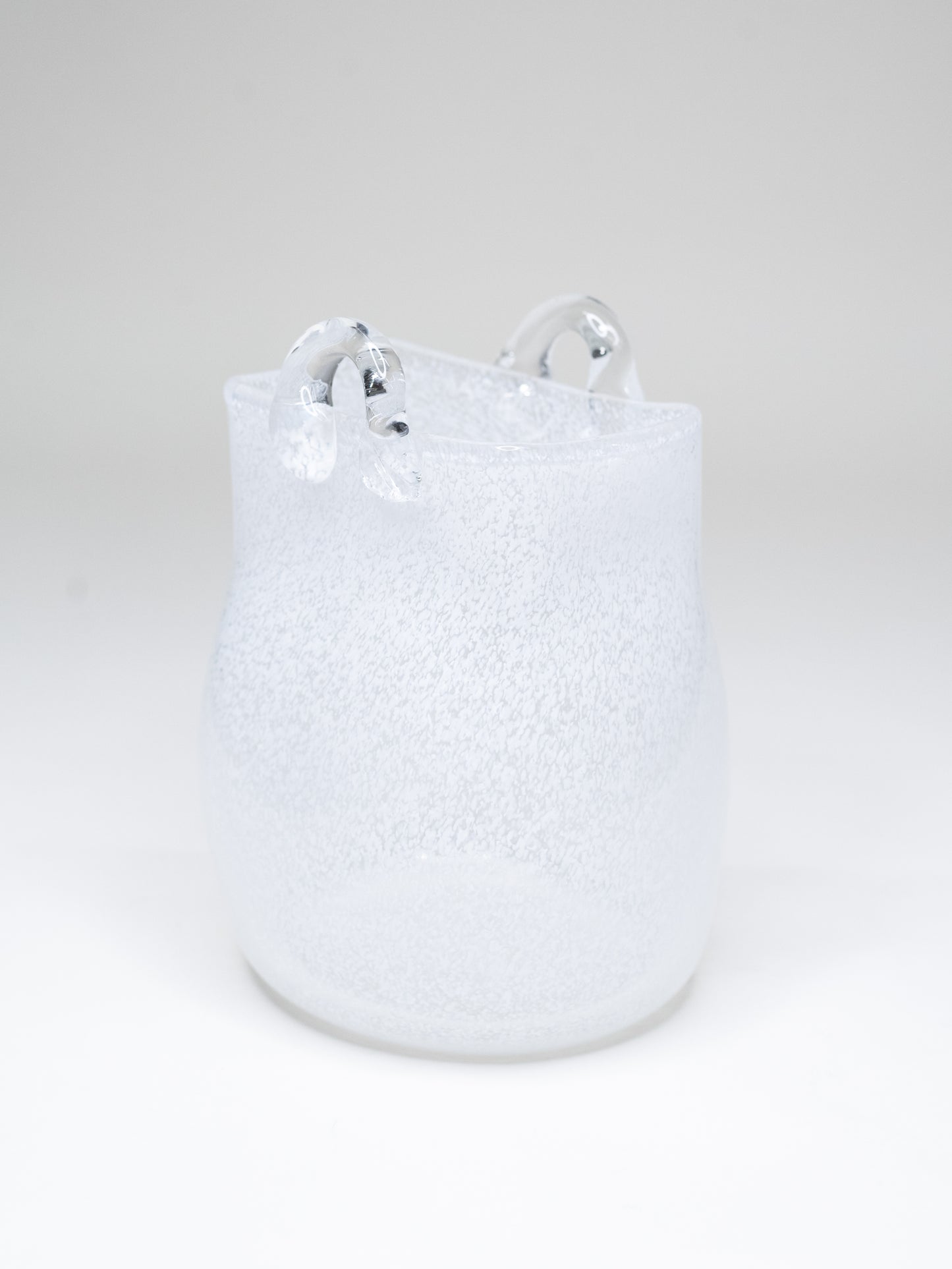 Vintage White Glass Basket with Clear Handles