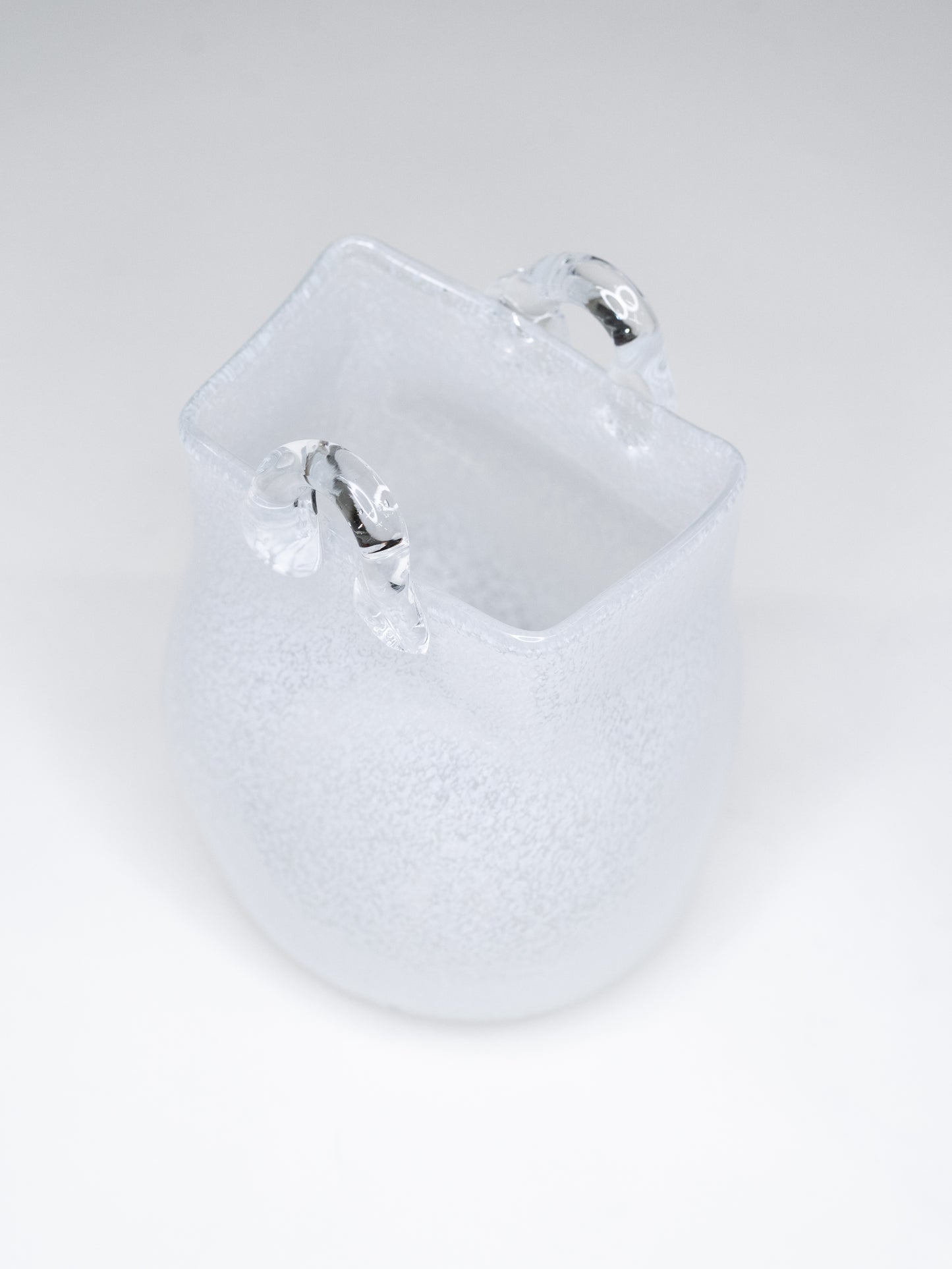 Vintage White Glass Basket with Clear Handles