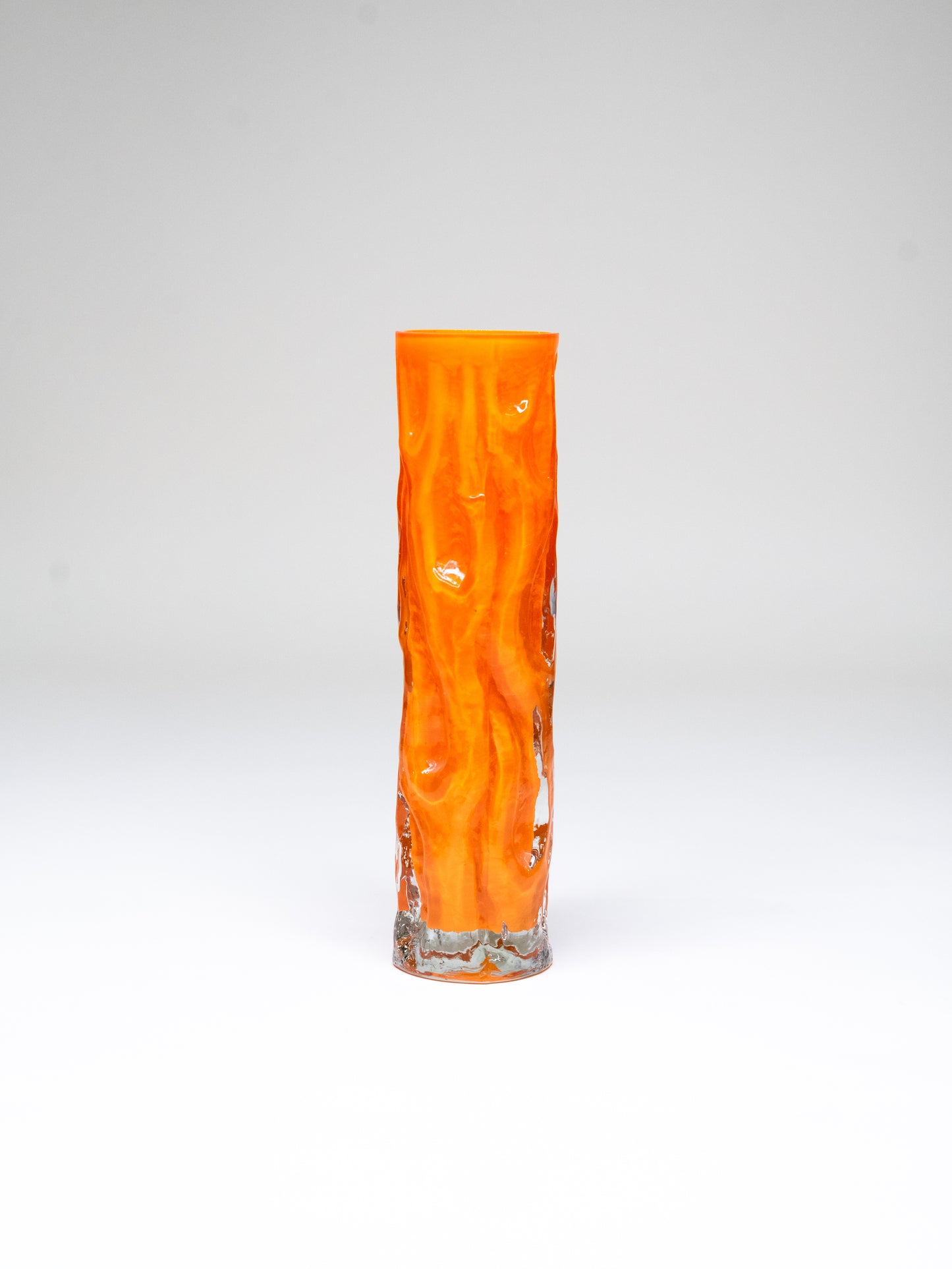 Vintage Textured Vase in Orange Cased Glass