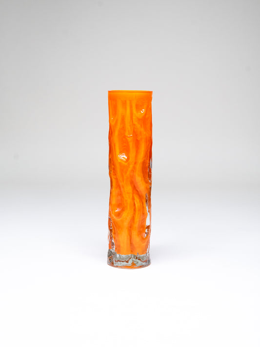 Vintage Textured Vase in Orange Cased Glass