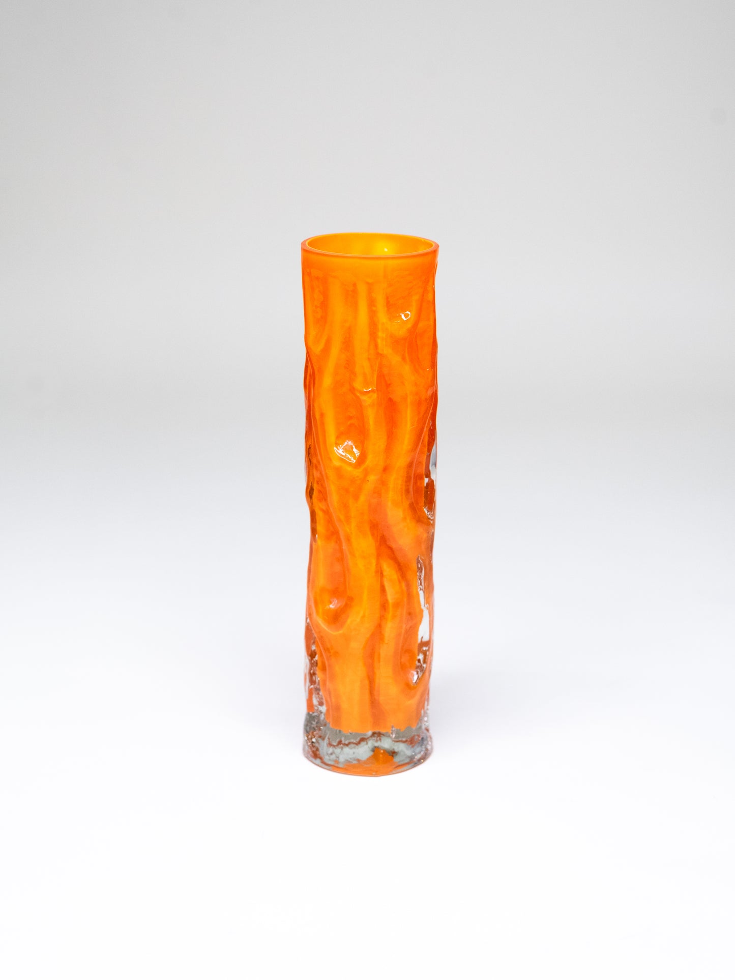 Vintage Textured Vase in Orange Cased Glass