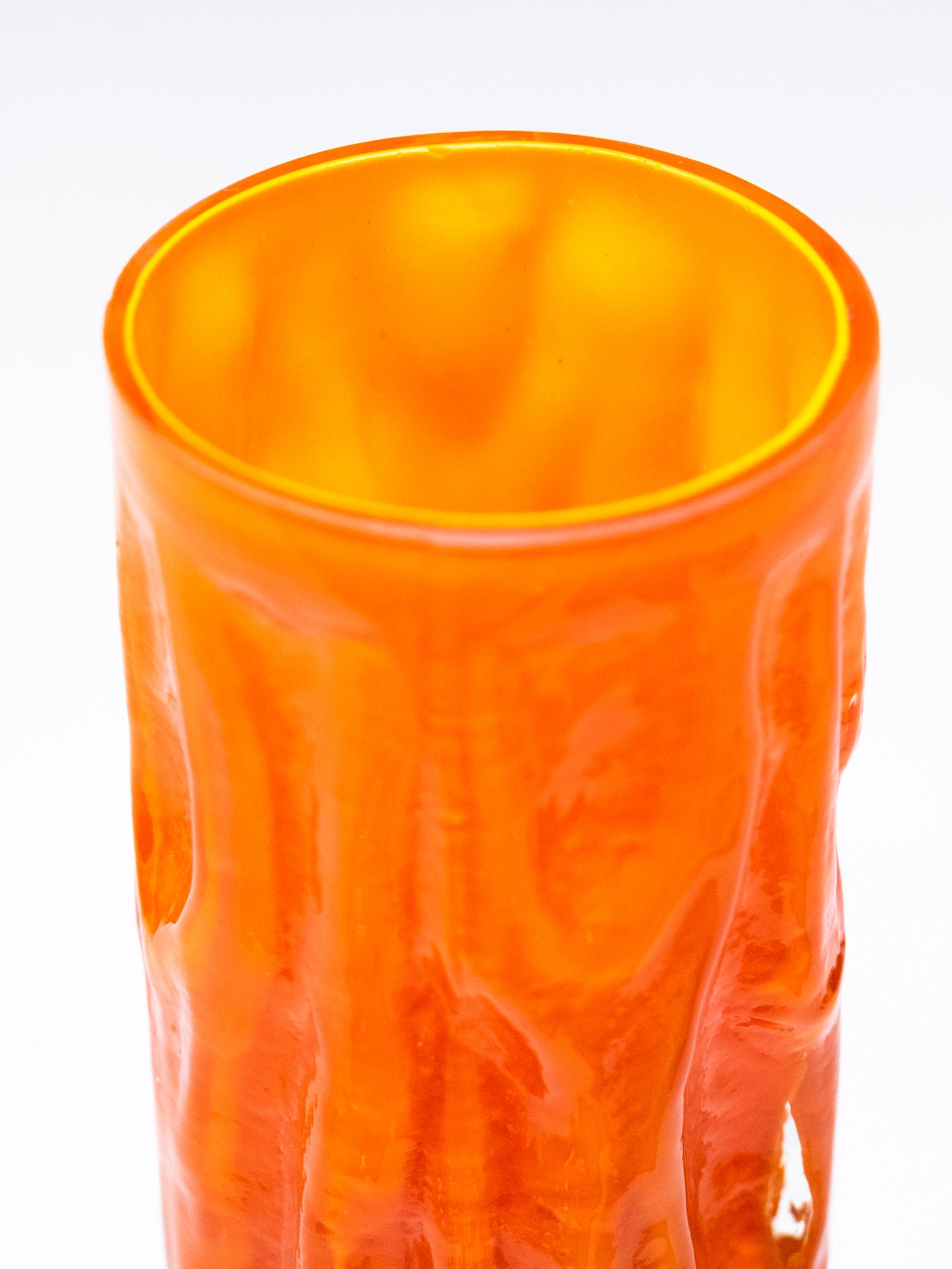 Vintage Textured Vase in Orange Cased Glass
