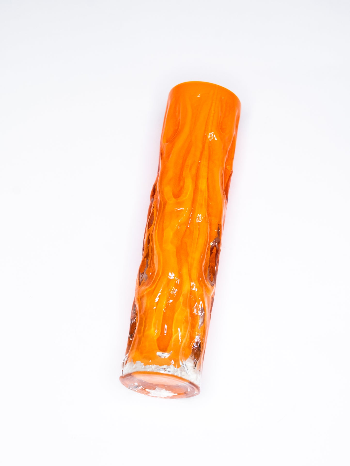 Vintage Textured Vase in Orange Cased Glass