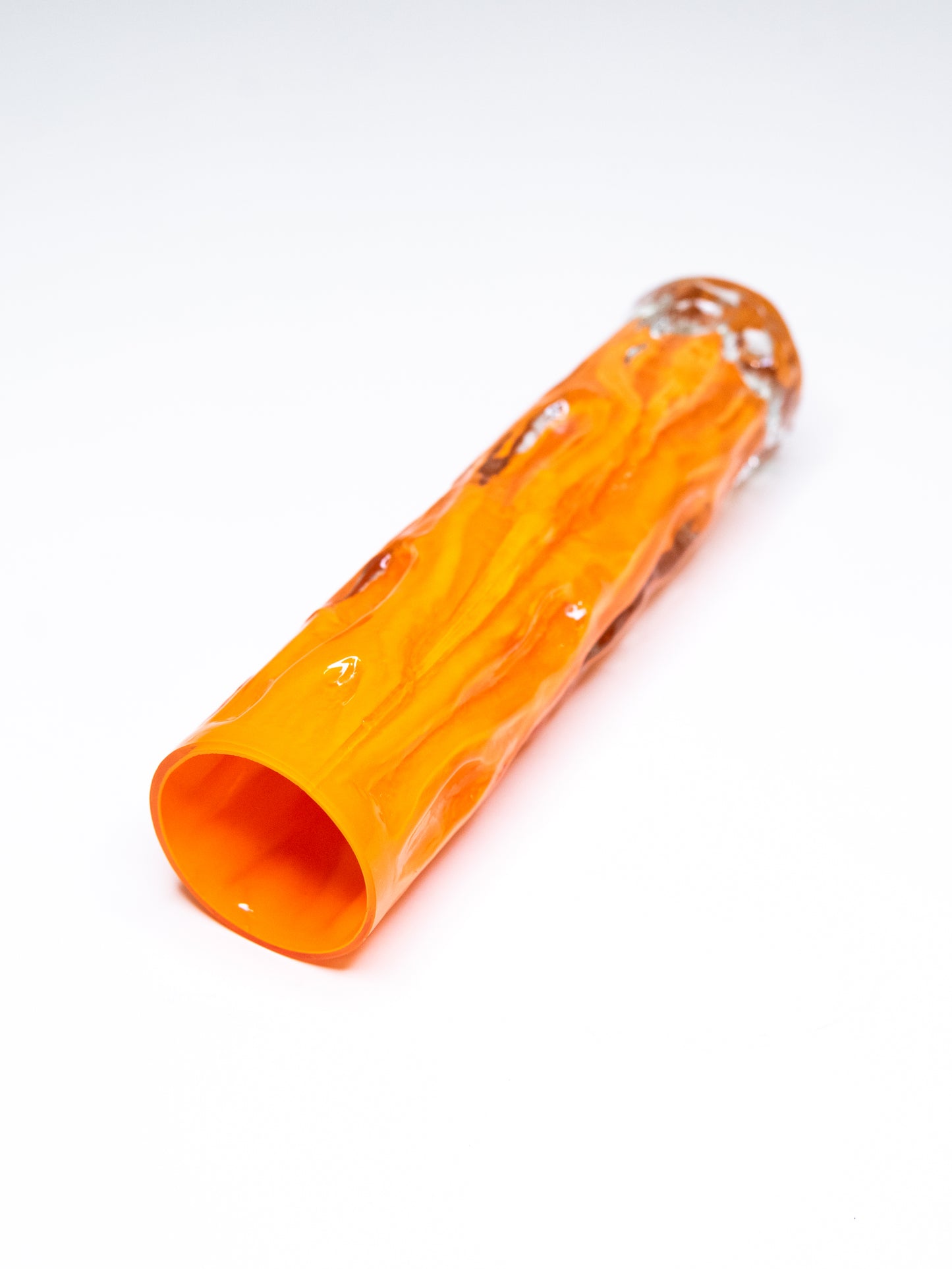 Vintage Textured Vase in Orange Cased Glass