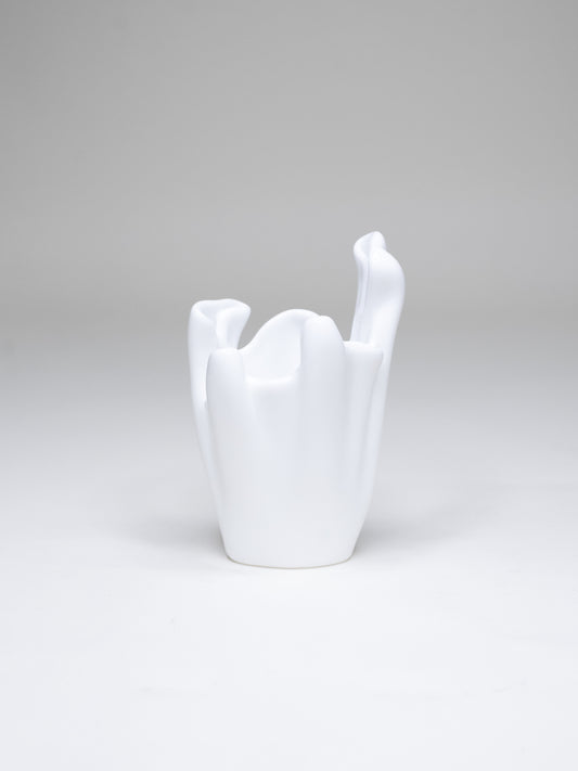 White Glass Vase by Mäntsälän Kristalli - Finland, 1990s