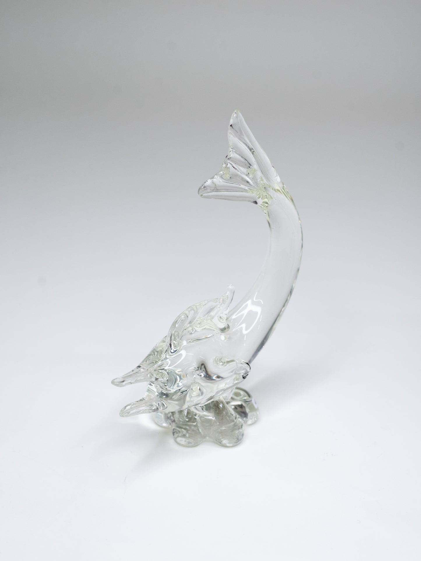 Vintage Clear Glass Fish Sculpture in Murano Style