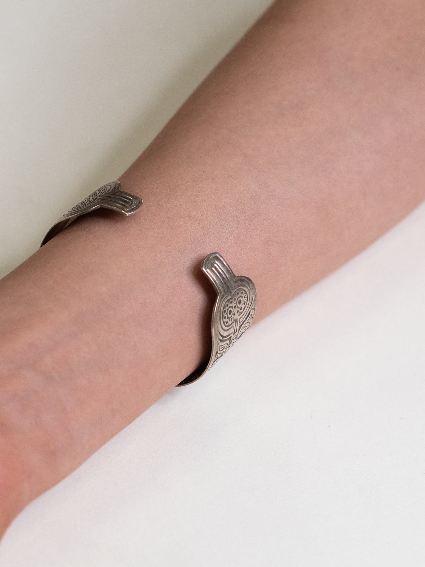 Engraved Vintage Silver Cuff – Finland, 1960