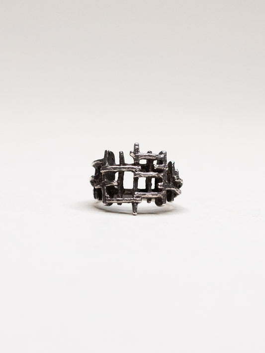 Brutalist Silver Ring by Gösta Kaplan - Sweden 1969