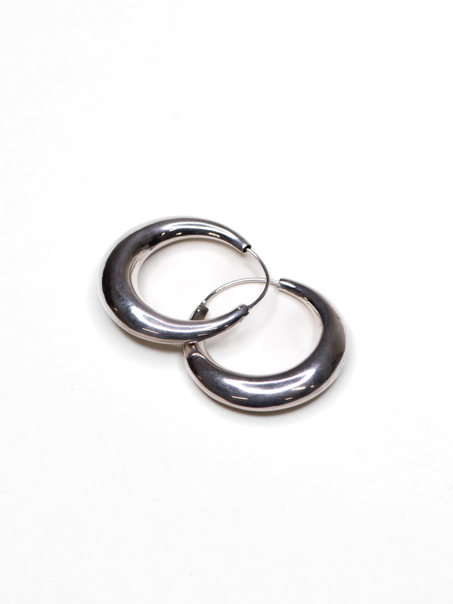 Vintage Silver Hoop Earrings - 1980's–1990's