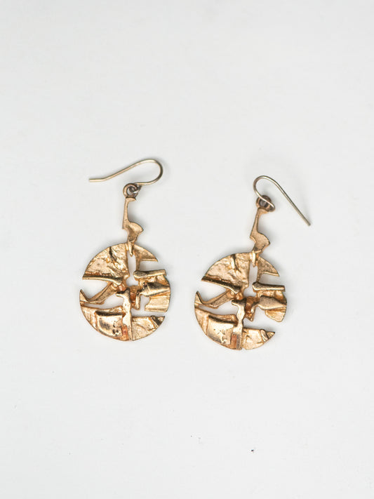 Vintage Brutalist Bronze Earrings by Jorma Laine, 1970s