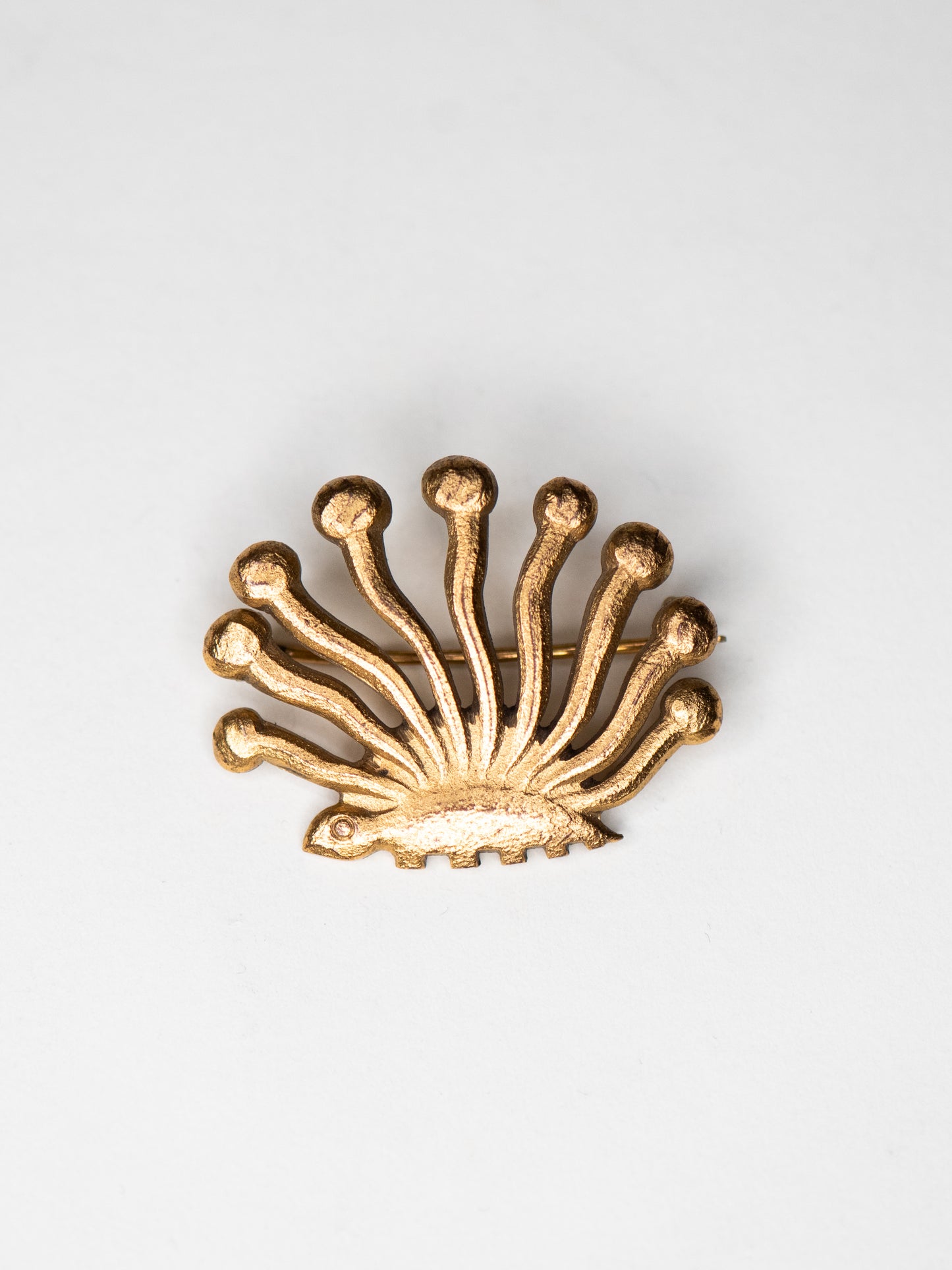 Vintage Bronze Brooch with Folklore Motif