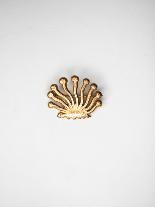 Vintage Bronze Brooch with Folklore Motif