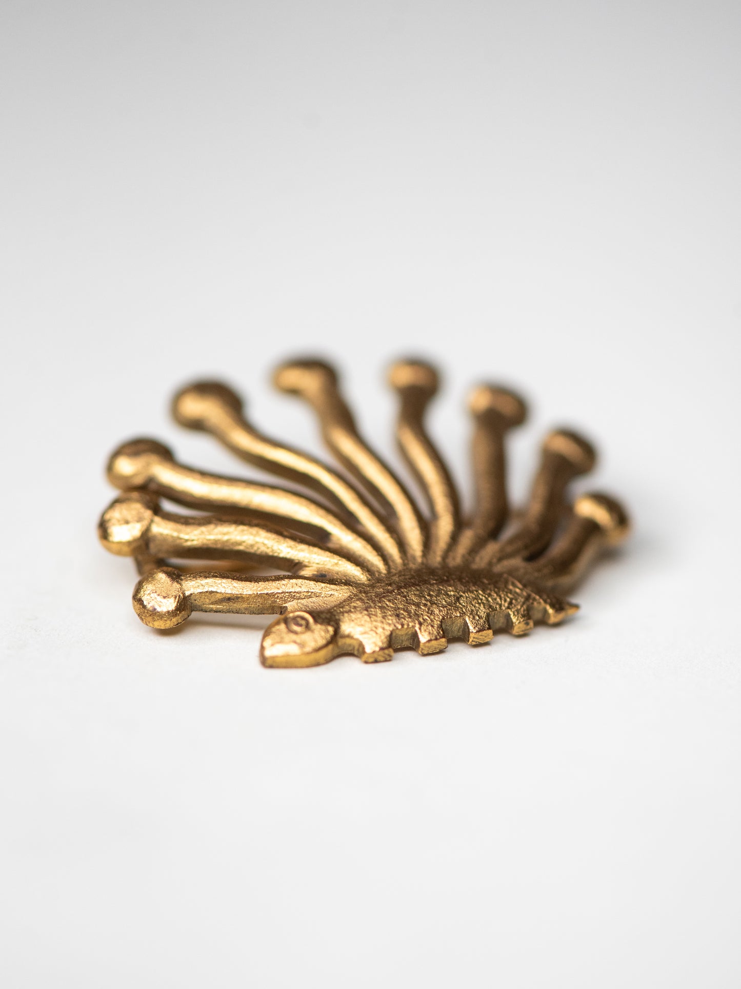 Vintage Bronze Brooch with Folklore Motif