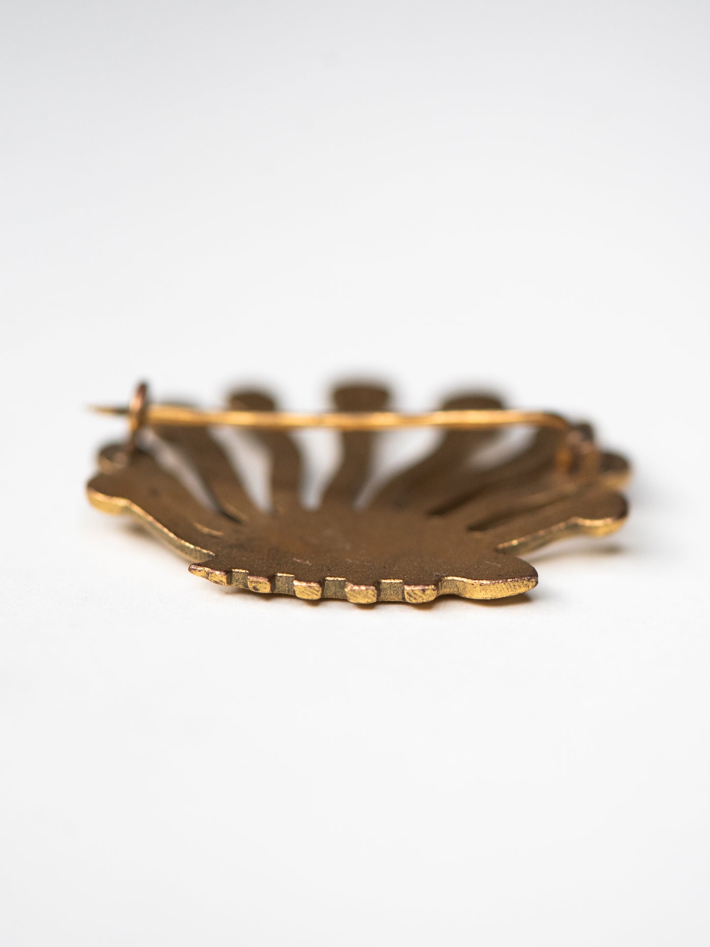 Vintage Bronze Brooch with Folklore Motif