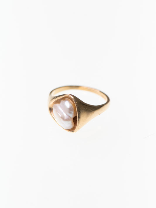 Vintage 14K Gold Pearl Ring by LSC - USA, 1990s