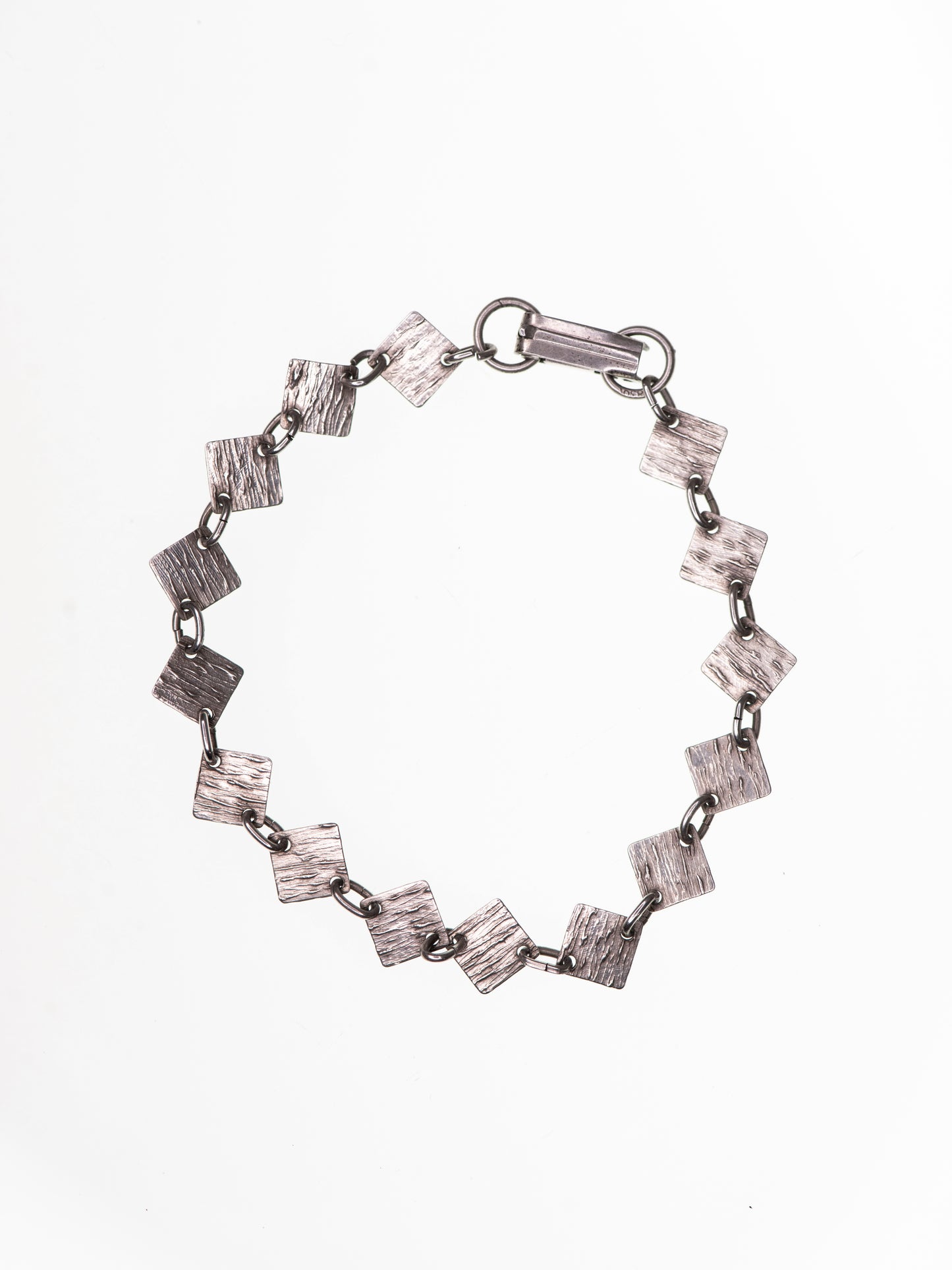 Textured Square Link Silver Bracelet by Lahden Kultakoru - Finland, 1960s